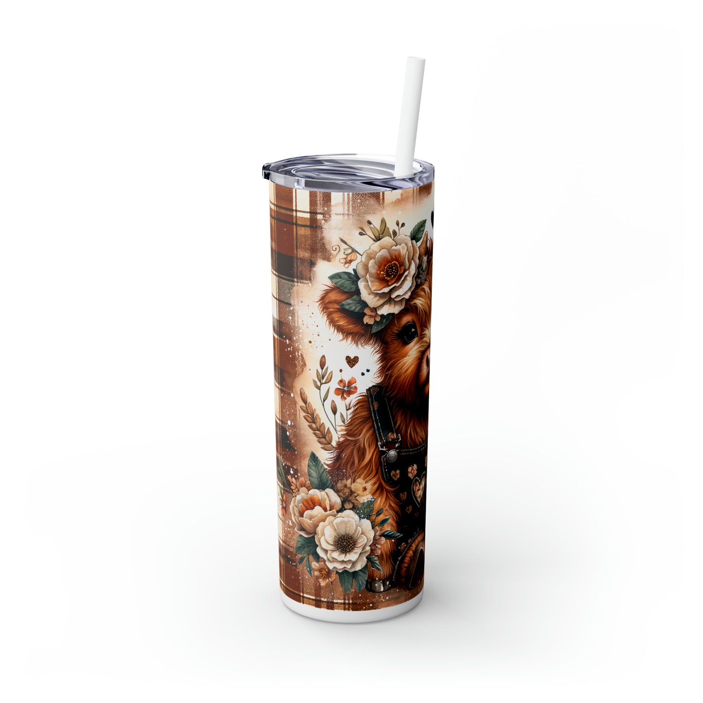 Just a girl who love cows Skinny Tumbler with Straw, 20oz