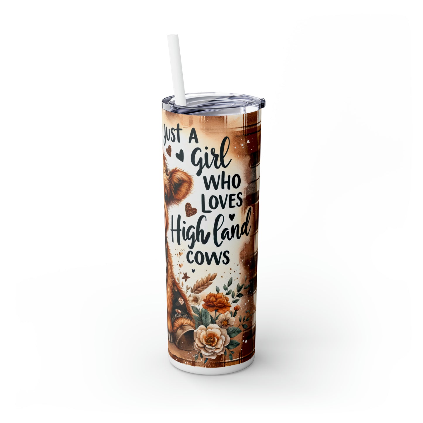 Just a girl who love cows Skinny Tumbler with Straw, 20oz
