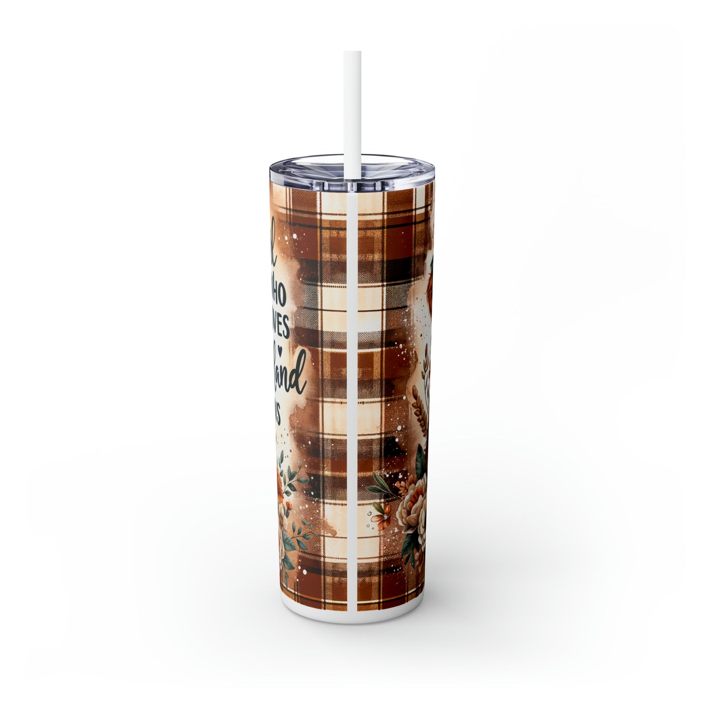 Just a girl who love cows Skinny Tumbler with Straw, 20oz