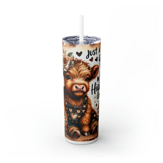 Just a girl who love cows Skinny Tumbler with Straw, 20oz